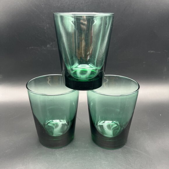 Libbey Other - Libbey Juniper Green Glass Tumblers Set of 3 Heavy Glasses VTG Stackable